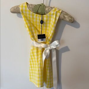 Burberry Yellow Gingham Dress with White Bow.  Infant size 6-12 months.